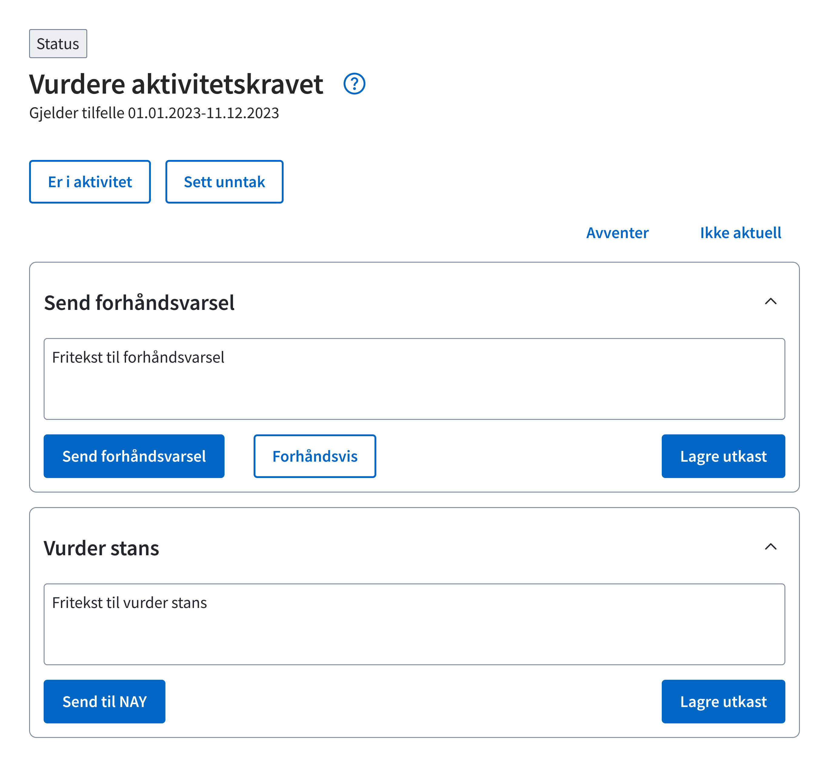 Expansion card concept with assessment actions opened within the page